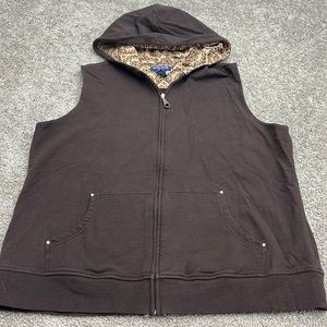 Architect Brown Knit Zip Up Hoodie Sweatshirt Jacket Women’s Plus 1X